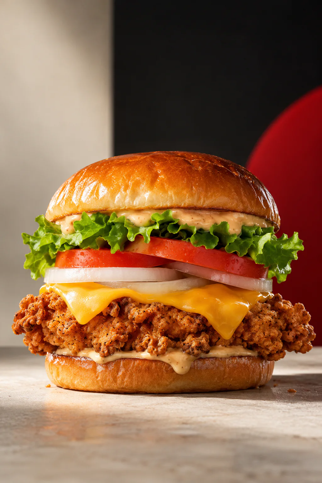 Classic Chicken burger with lettuce and tomato